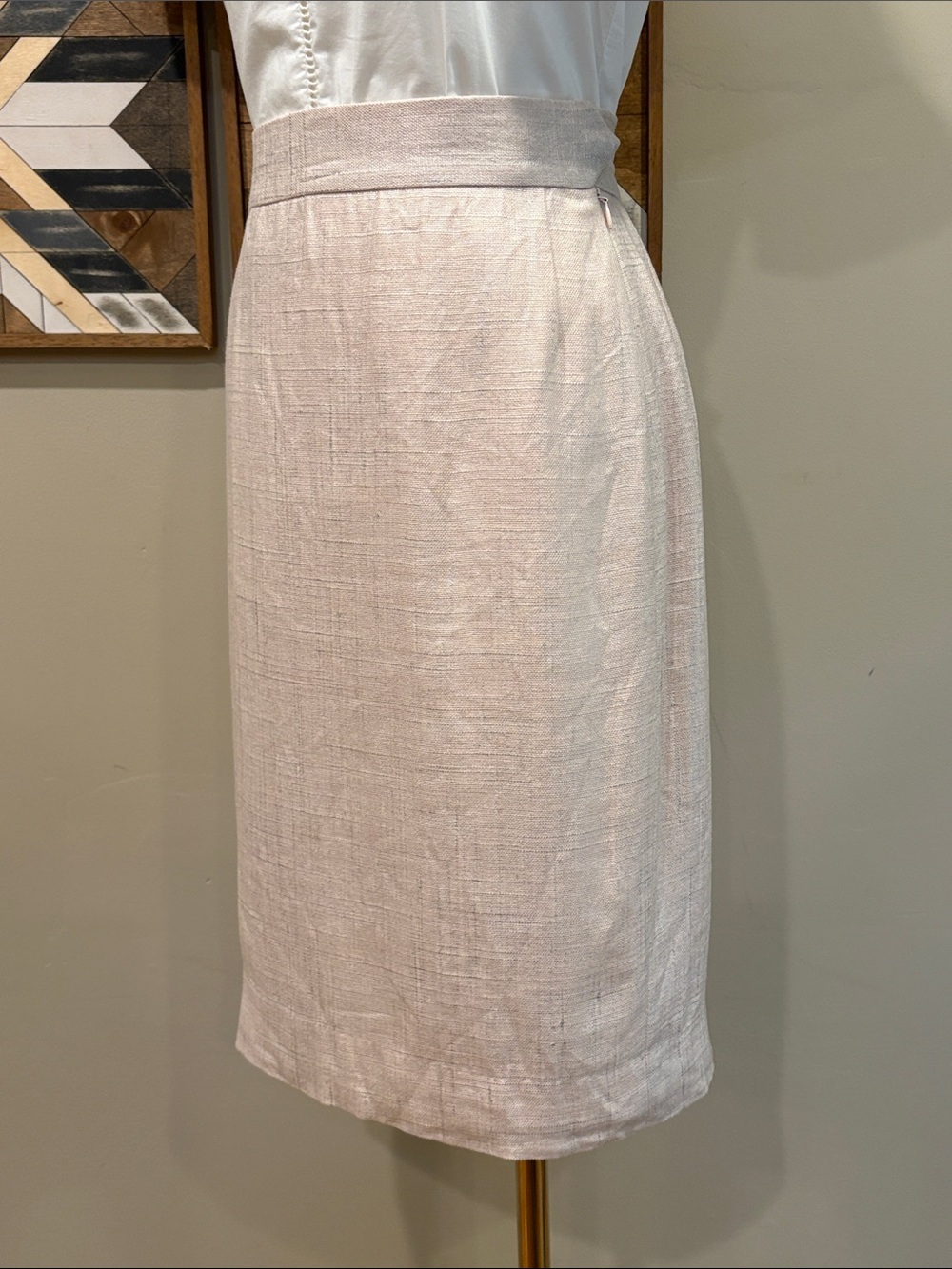 Vintage Ralph Lauren Collection Light Pink Linen Pencil Skirt size 6 - Picture 4 of 13